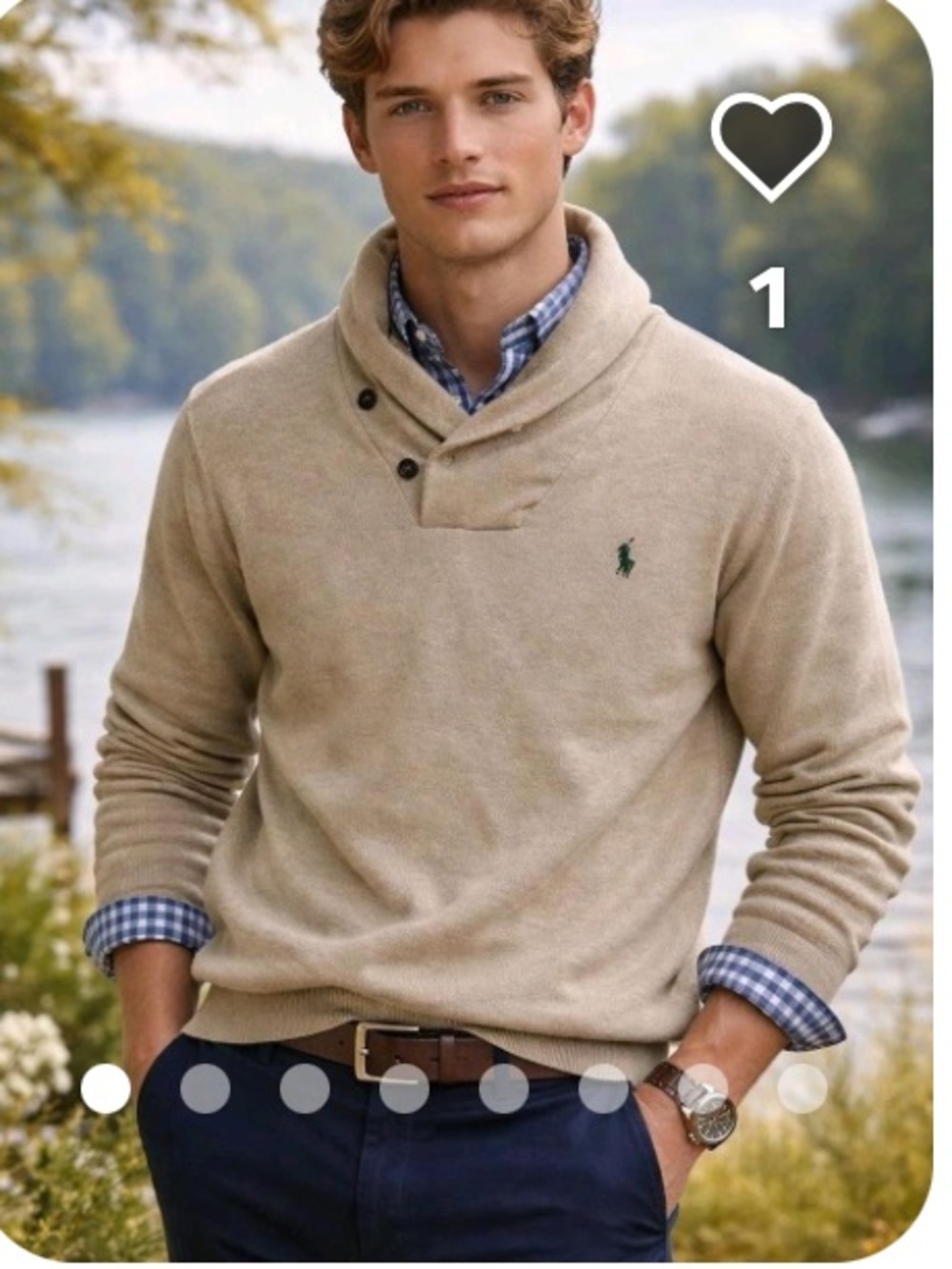 Polo Ralph Lauren Beige Shawl Collar Pullover